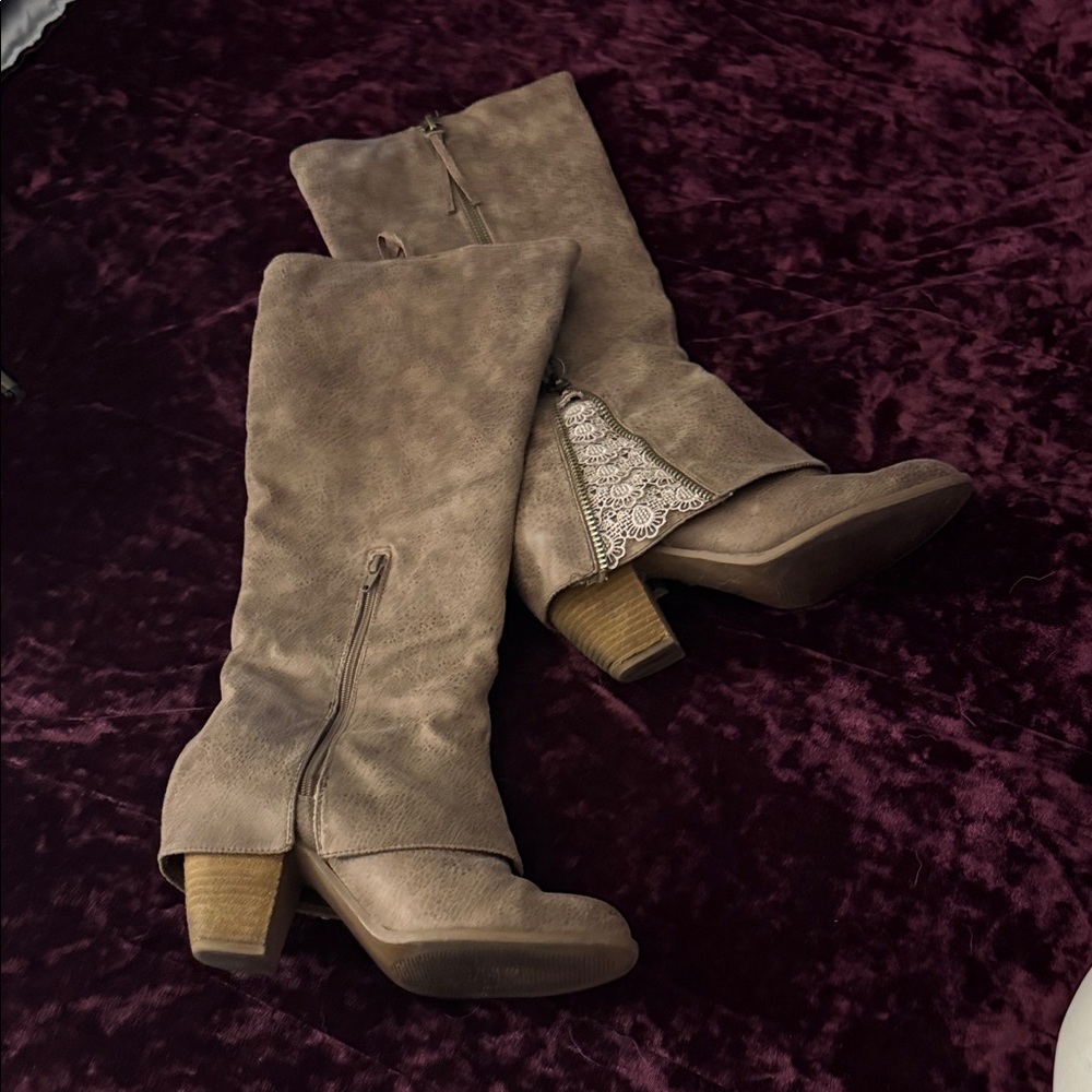 Not Rated Taupe Heeled Boots